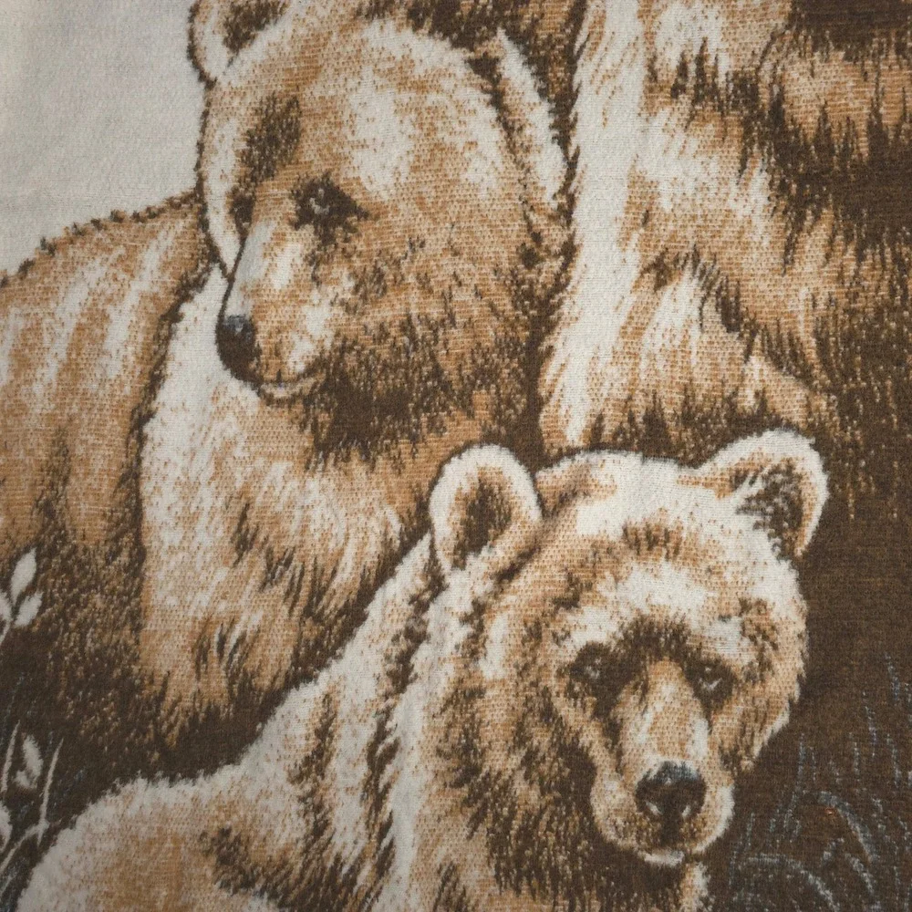 Vintage Bear Family Blanket Cozy Throw‎ Woodland Nature Scene